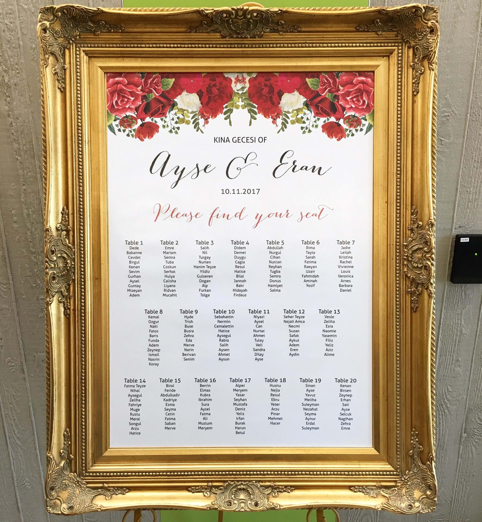 Gold Seating Plan Frame Easel Our Gold Seating Plan Frame And Matching Easel Will Set The Tone For Your Reception Decor An Additional Fee Of 140 We Can Custom Design Print